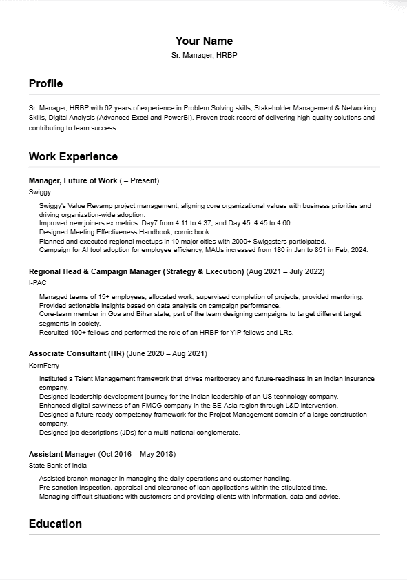 BubbleCV template preview